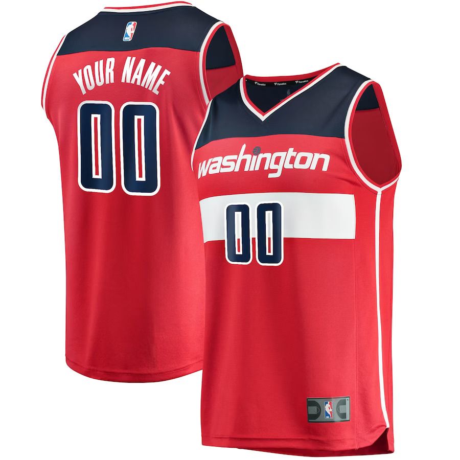 Men Washington Wizards Fanatics Branded Red Fast Break Custom Replica NBA Jersey